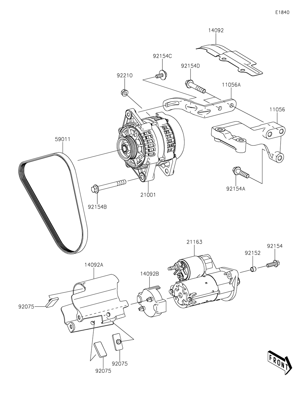 Starter Motor Diagram and Parts List for KAF820DJF 2018 Kawasaki Lawn Tractor Accessories