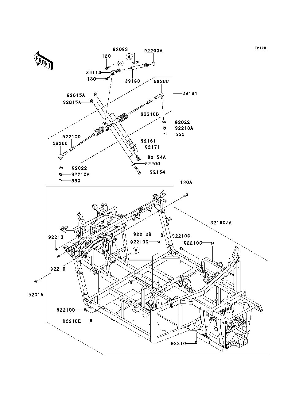 Frame Diagram and Parts List for KRF750RCS 2012 Kawasaki Lawn Tractor Accessories