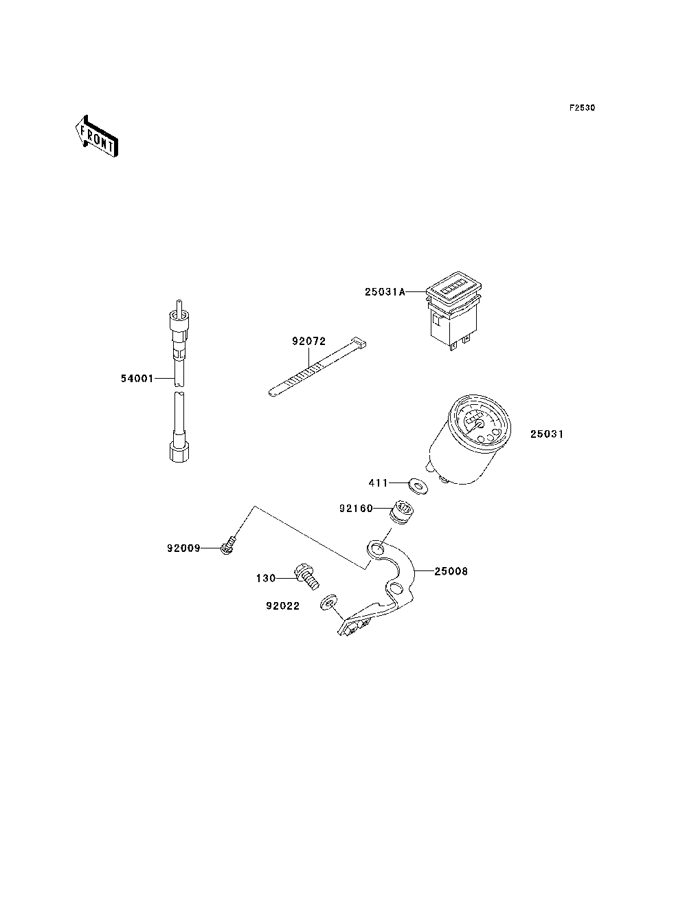 Meter Diagram and Parts List for KAF950B7F 2007 & Prior Kawasaki Lawn Tractor Accessories