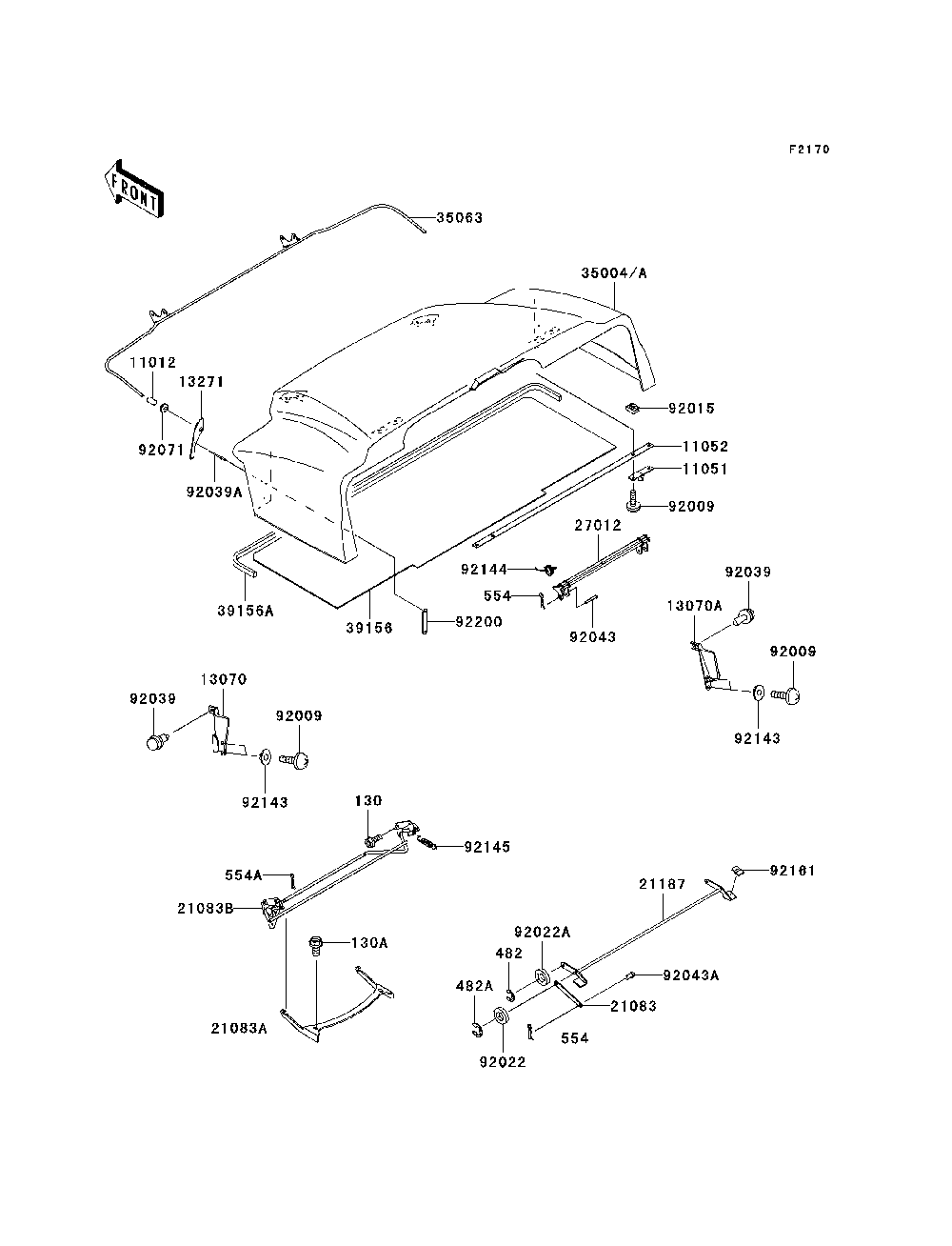 Fenders Diagram and Parts List for KAF950B7F 2007 & Prior Kawasaki Lawn Tractor Accessories
