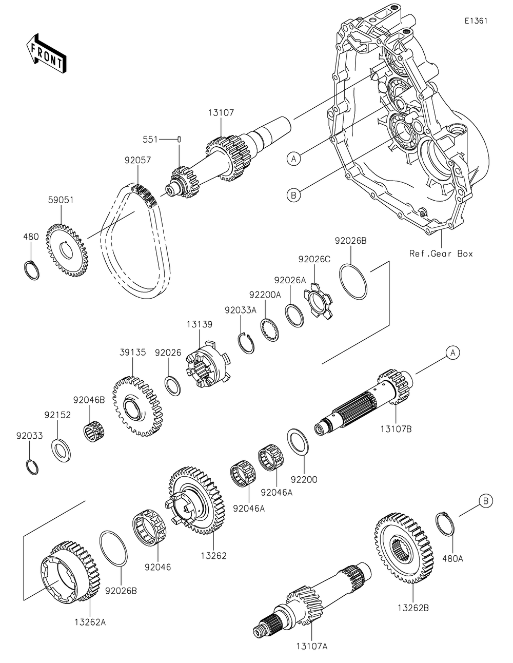 Transmission Diagram and Parts List for KAF400LHS 2017 Kawasaki Lawn Tractor Accessories