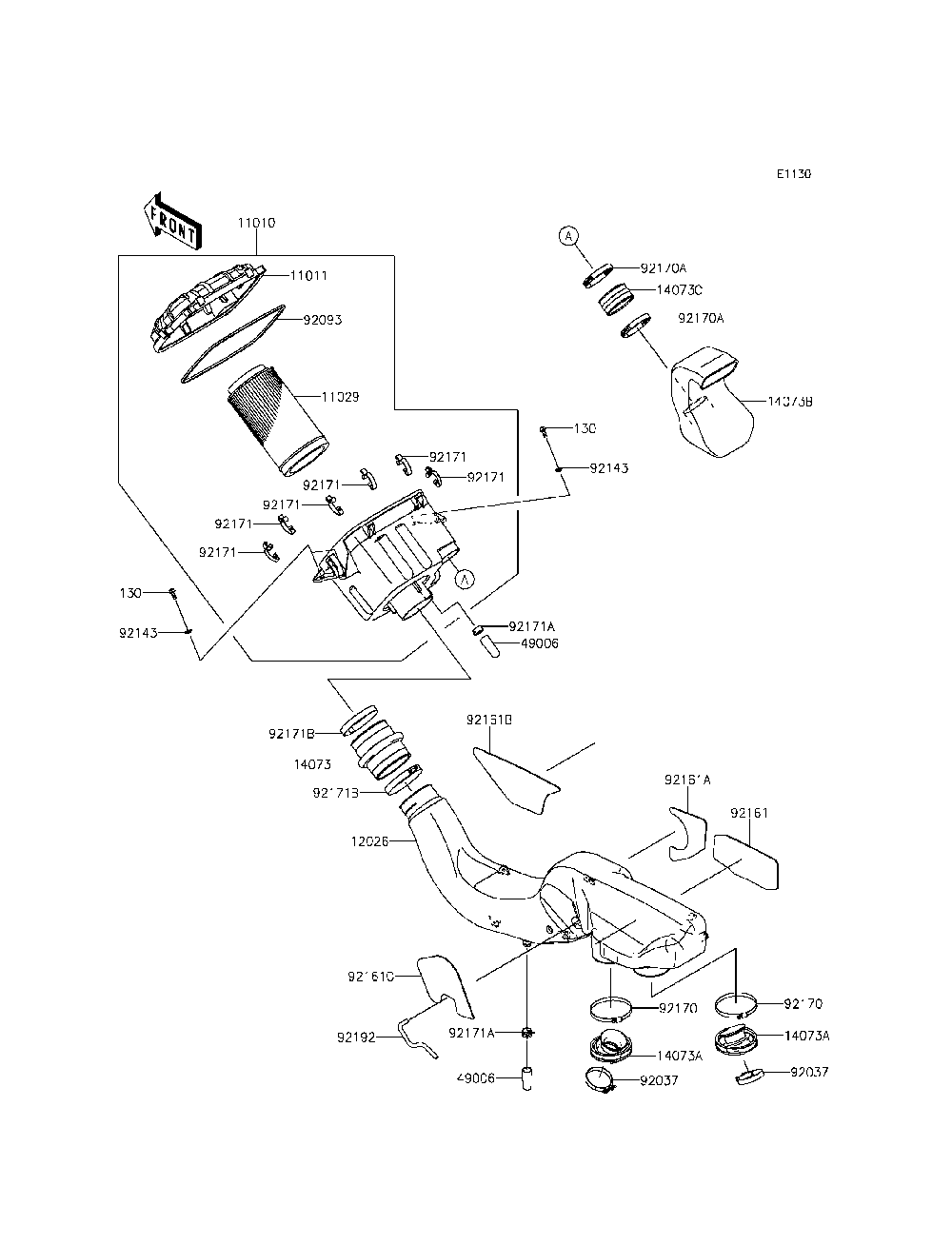 Air Cleaner Diagram and Parts List for KRF800CEF 2014 Kawasaki Lawn Tractor Accessories