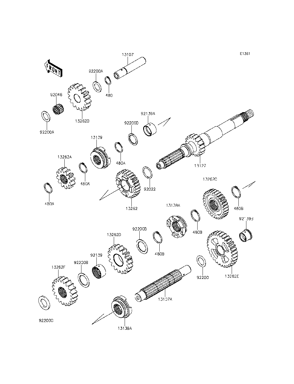 Transmission Diagram and Parts List for KRT800CFF 2015 Kawasaki Lawn Tractor Accessories
