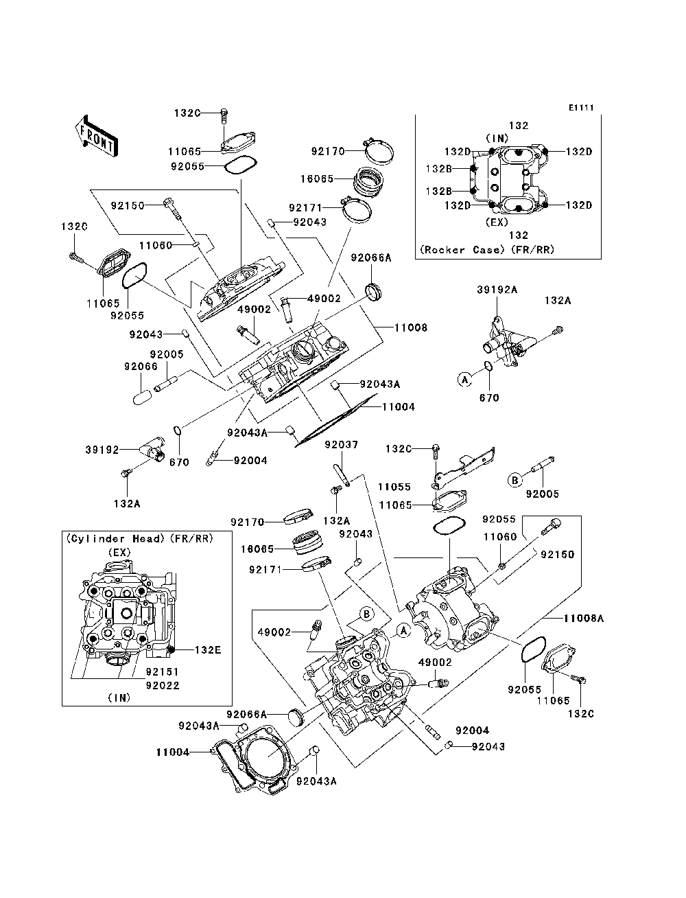 Cylinder Head Diagram and Parts List for KRF750TAF 2010 Kawasaki Lawn Tractor Accessories