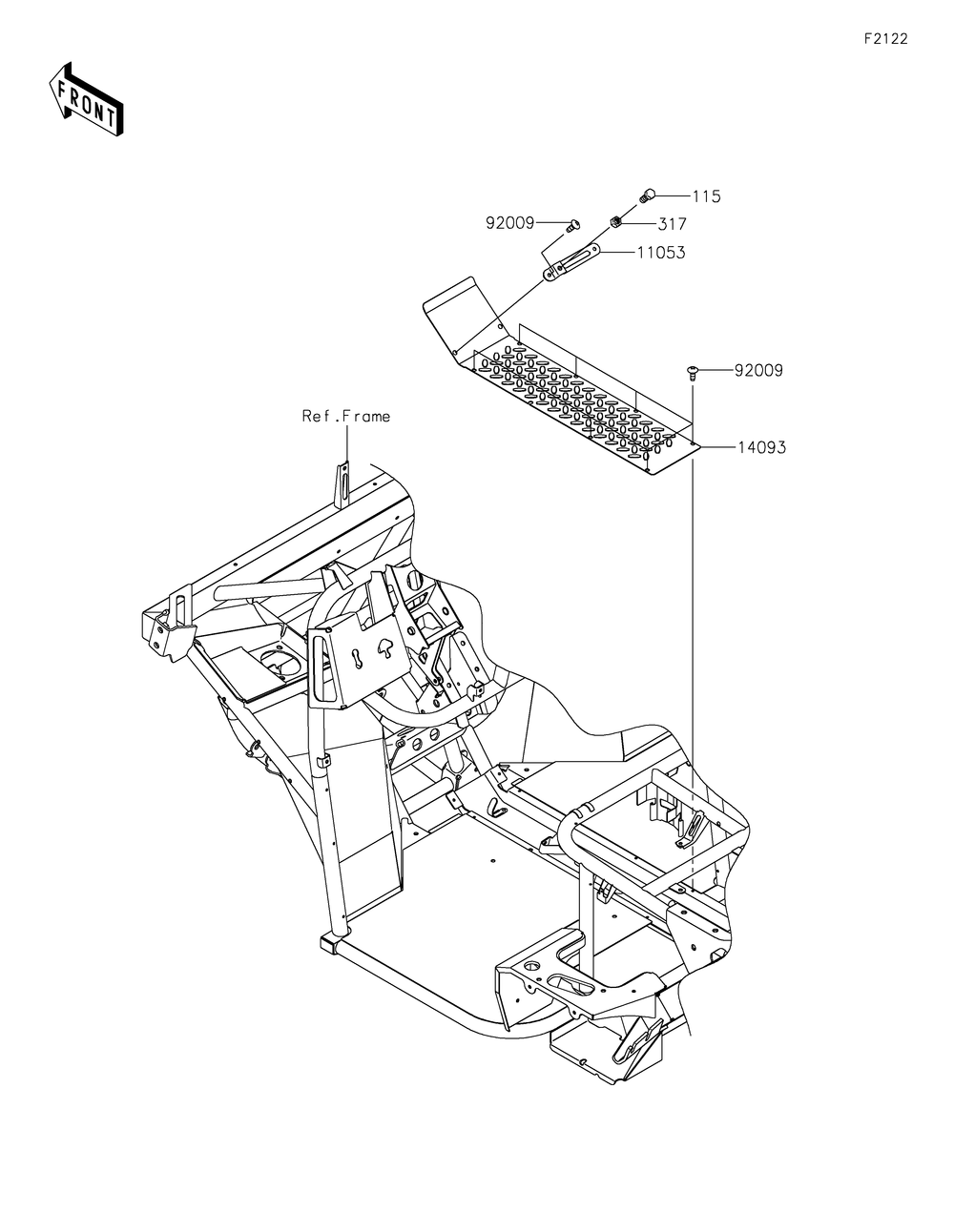 Engine Mount Diagram and Parts List for KAF400JNFNN 2022 Kawasaki Lawn Tractor Accessories