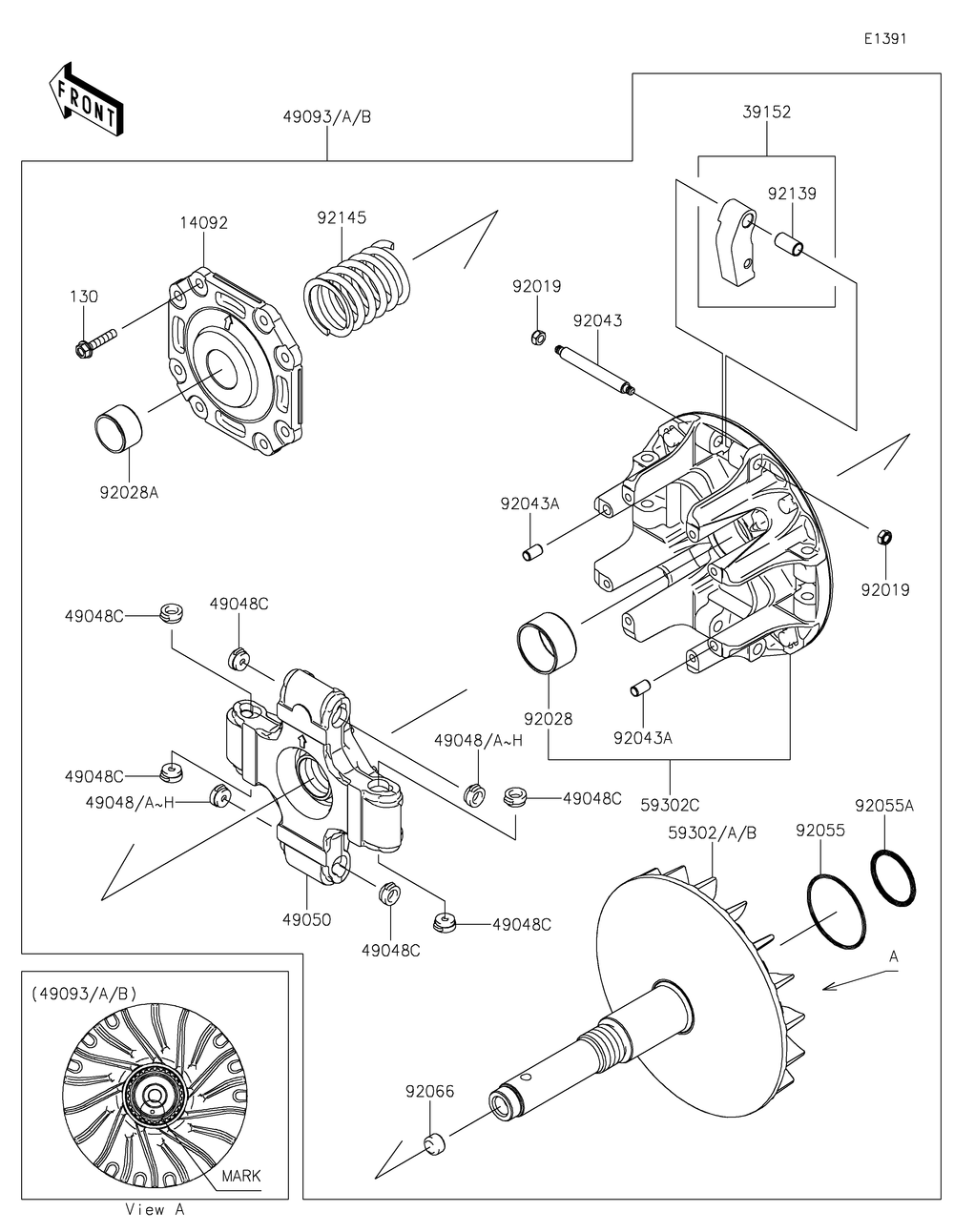 Drive Converter Diagram and Parts List for KAF820ENFNN 2022 Kawasaki Lawn Tractor Accessories