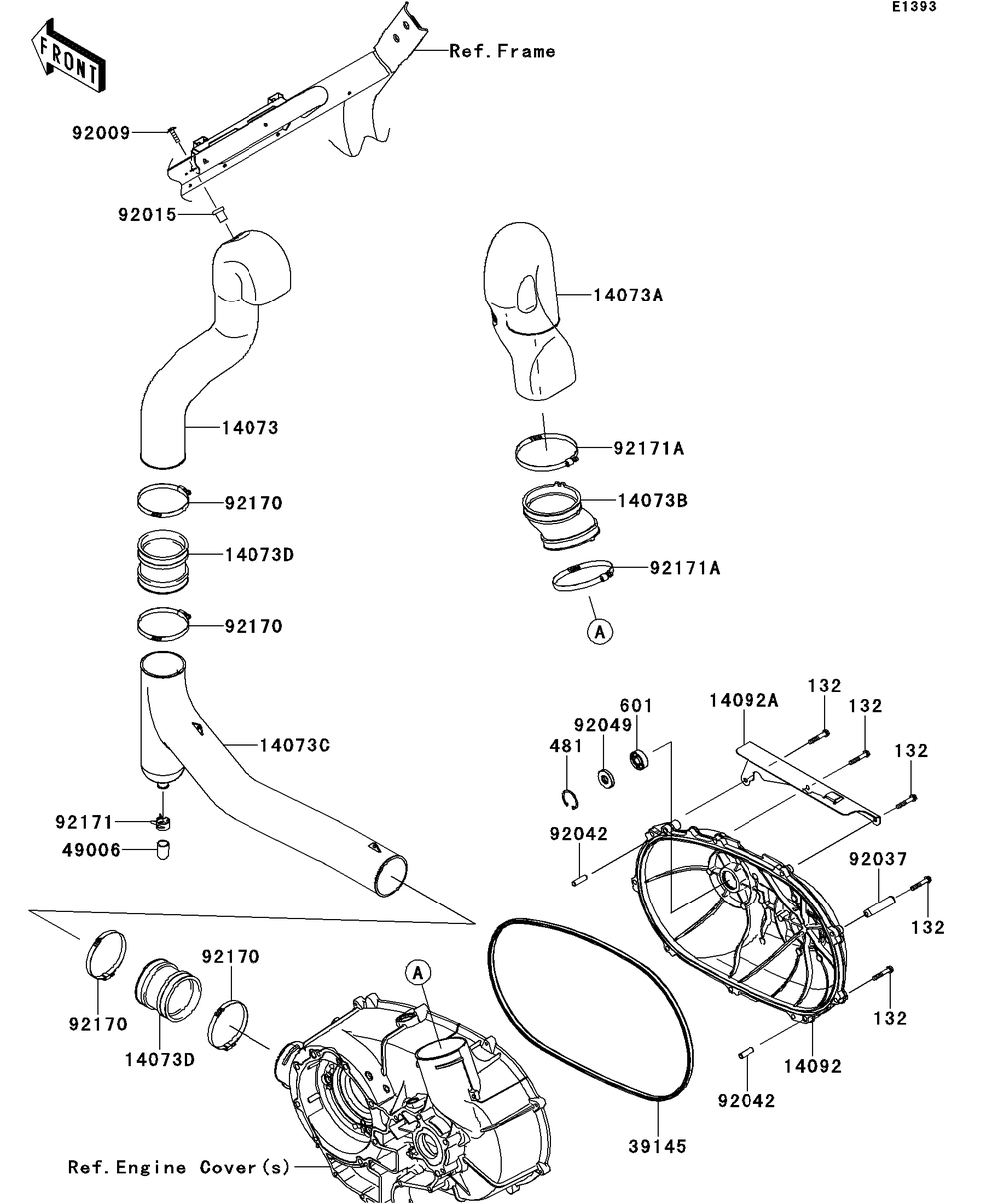 Converter Cover Diagram and Parts List for KRT750DCF 2012 Kawasaki Lawn Tractor Accessories