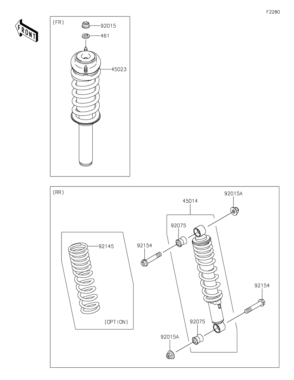 Shock Absorber Diagram and Parts List for KAF400TKS 2019 Kawasaki Lawn Tractor Accessories