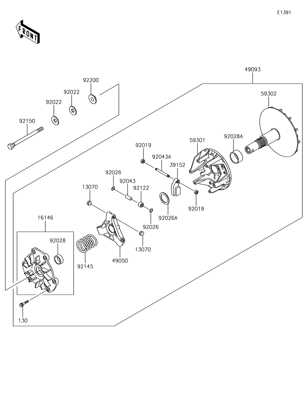 Drive Converter Diagram and Parts List for KAF620RHF 2017 Kawasaki Lawn Tractor Accessories