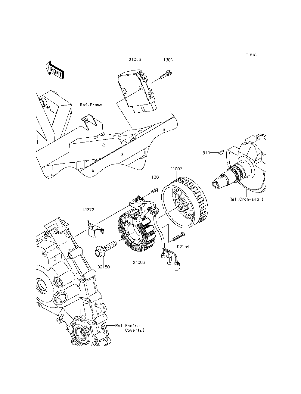 Generator Diagram and Parts List for KRT800CFF 2015 Kawasaki Lawn Tractor Accessories