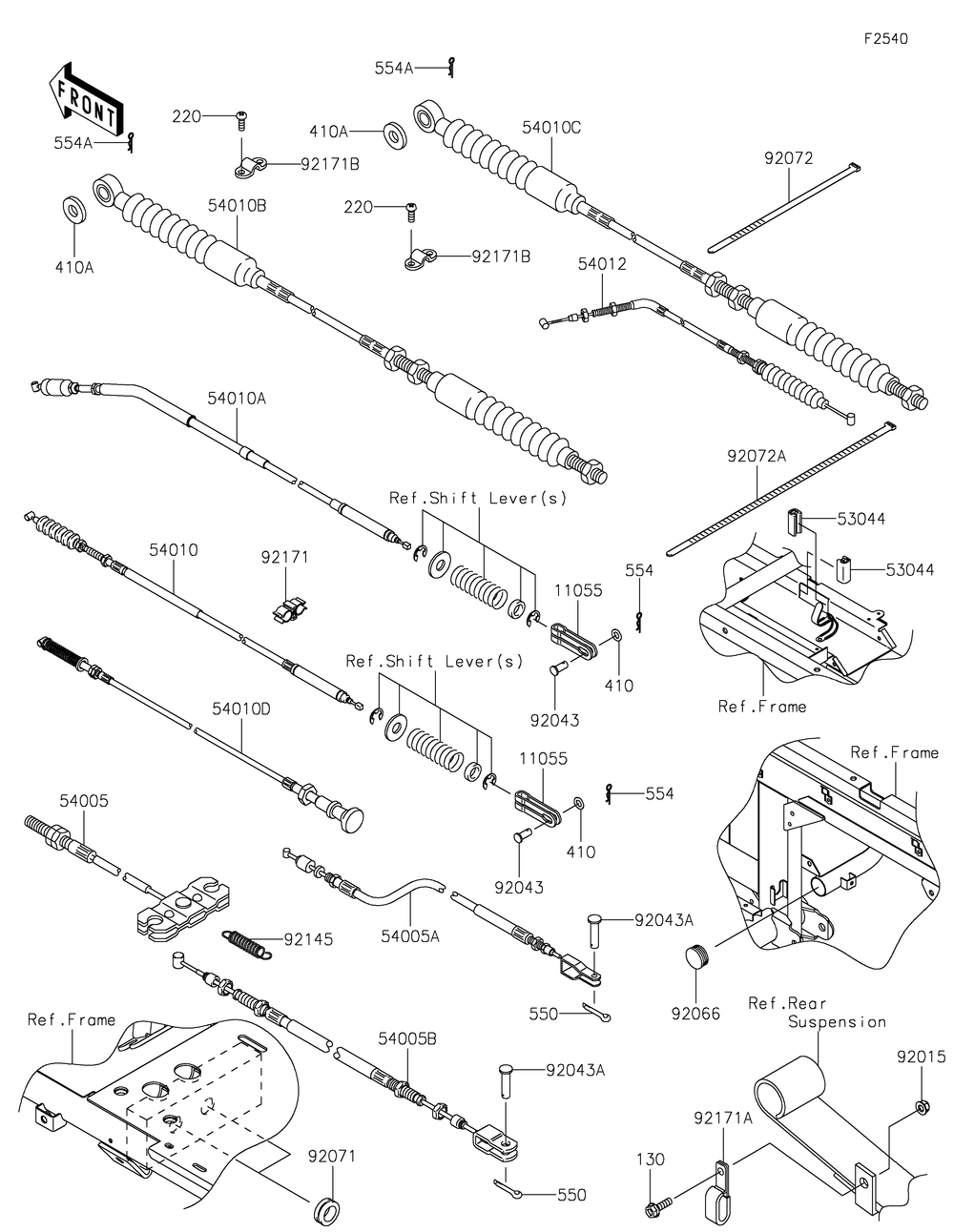 Cables Diagram and Parts List for KAF620RMFNN 2021 Kawasaki Lawn Tractor Accessories