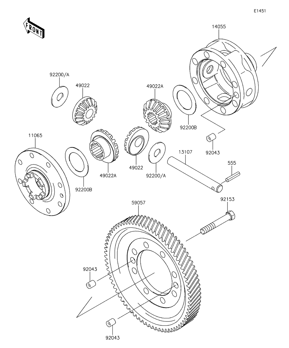 Differential Diagram and Parts List for KAF620RFF 2015 Kawasaki Lawn Tractor Accessories