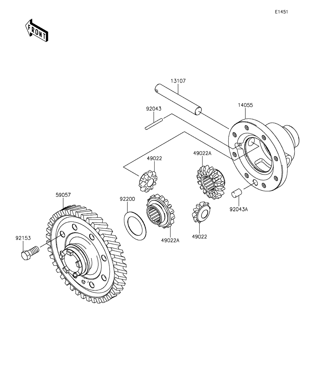 Differential Diagram and Parts List for KAF400AGF 2016 Kawasaki Lawn Tractor Accessories
