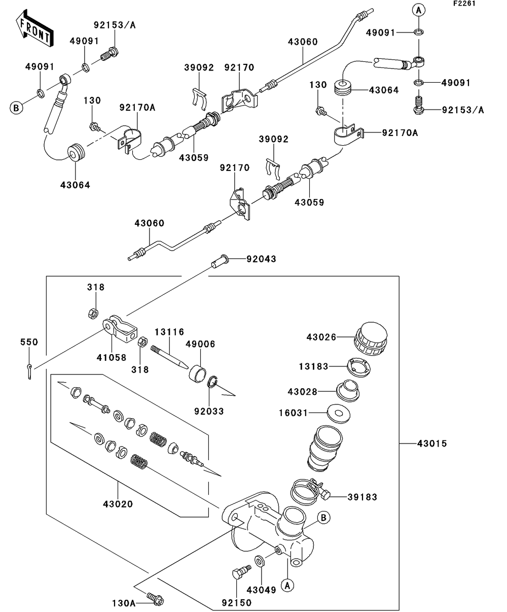 Master Cylinder Diagram and Parts List for KAF620SDF 2013 Kawasaki Lawn Tractor Accessories