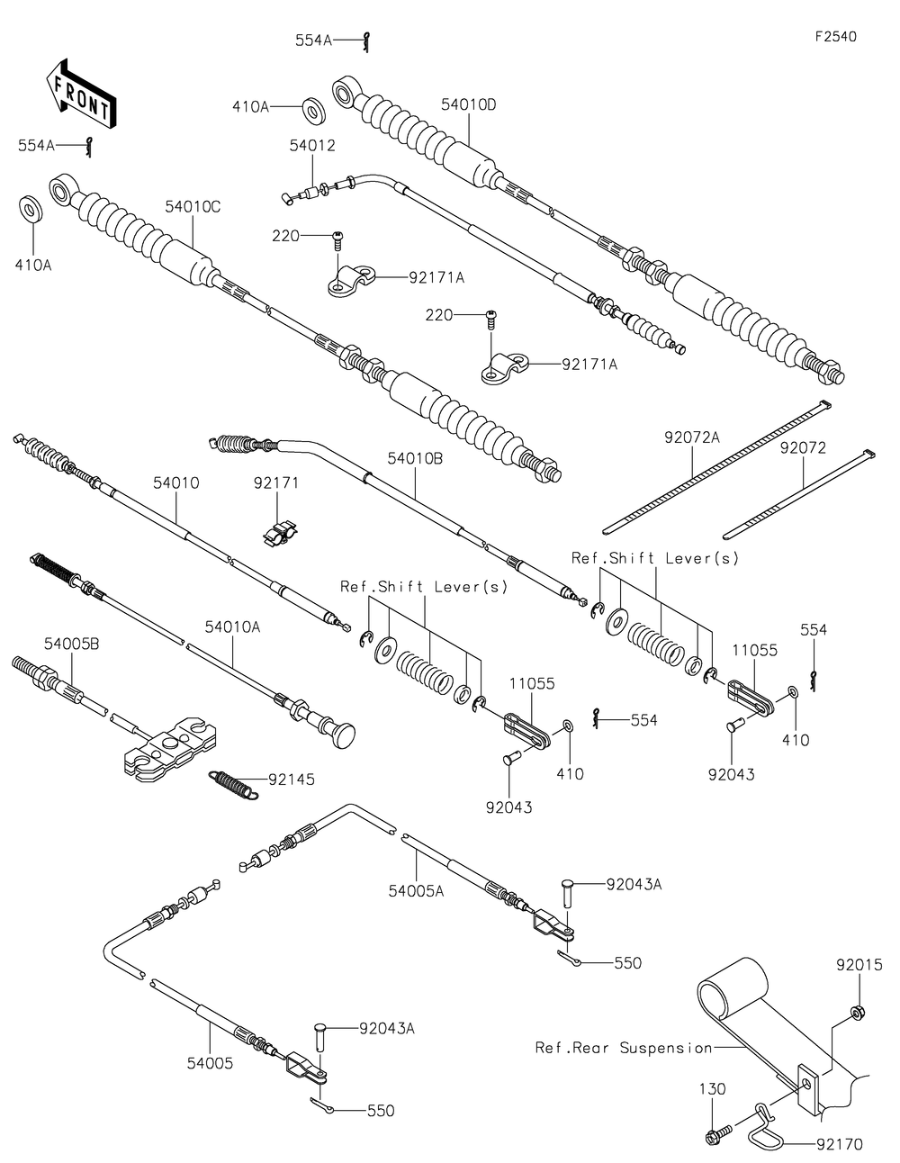 Cables Diagram and Parts List for KAF620MLF 2020 Kawasaki Lawn Tractor Accessories
