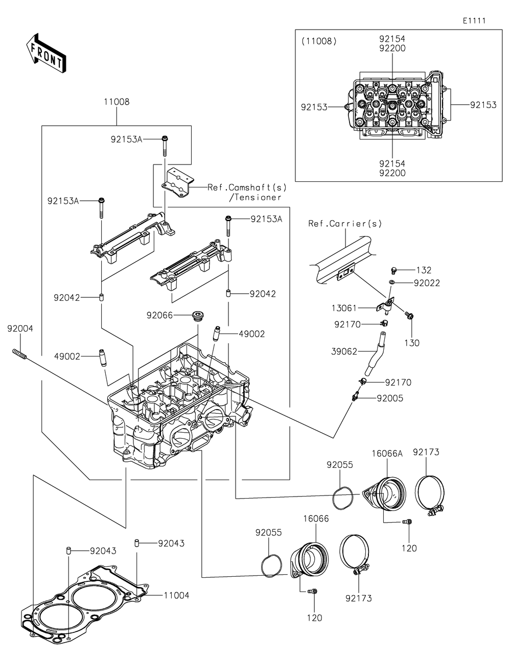 Cylinder Head Diagram and Parts List for KRF1000ALF 2020 Kawasaki Lawn Tractor Accessories