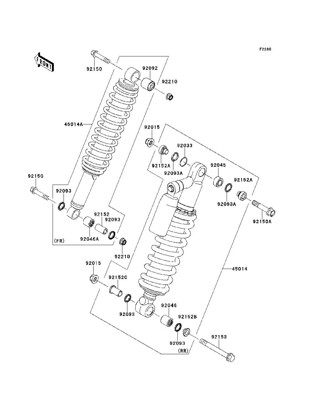 Shock Absorber Diagram and Parts List for KRF750RDF 2013 Kawasaki Lawn Tractor Accessories
