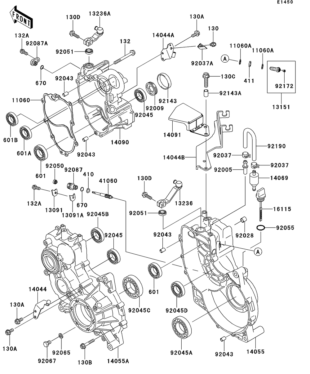 Gear Box Diagram and Parts List for KAF950GDF 2013 Kawasaki Lawn Tractor Accessories