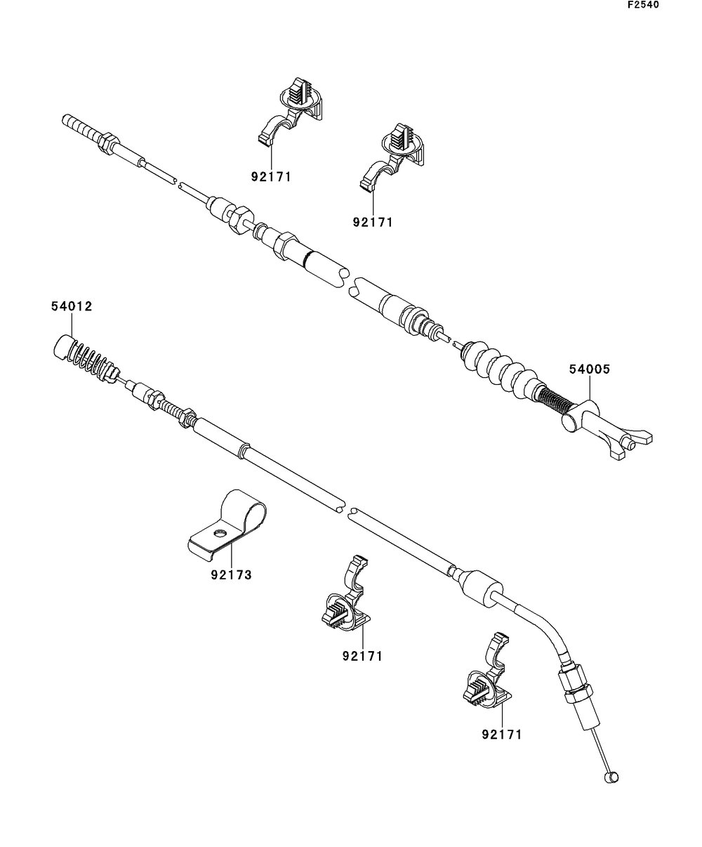 Cables Diagram and Parts List for KRT750DCF 2012 Kawasaki Lawn Tractor Accessories