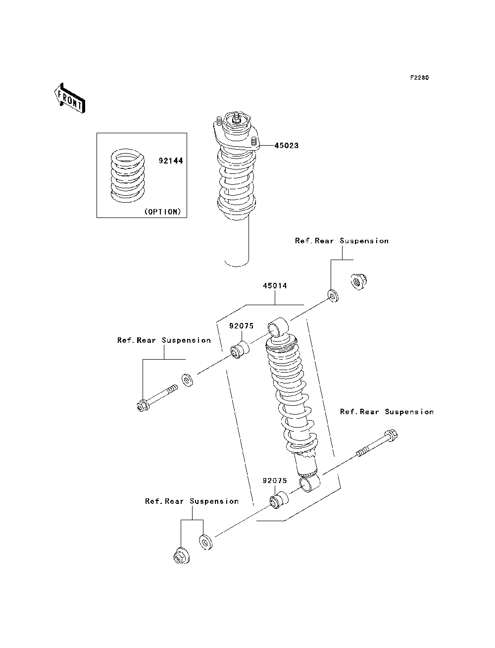 Shock Absorber Diagram and Parts List for KAF950C7F 2007 & Prior Kawasaki Lawn Tractor Accessories
