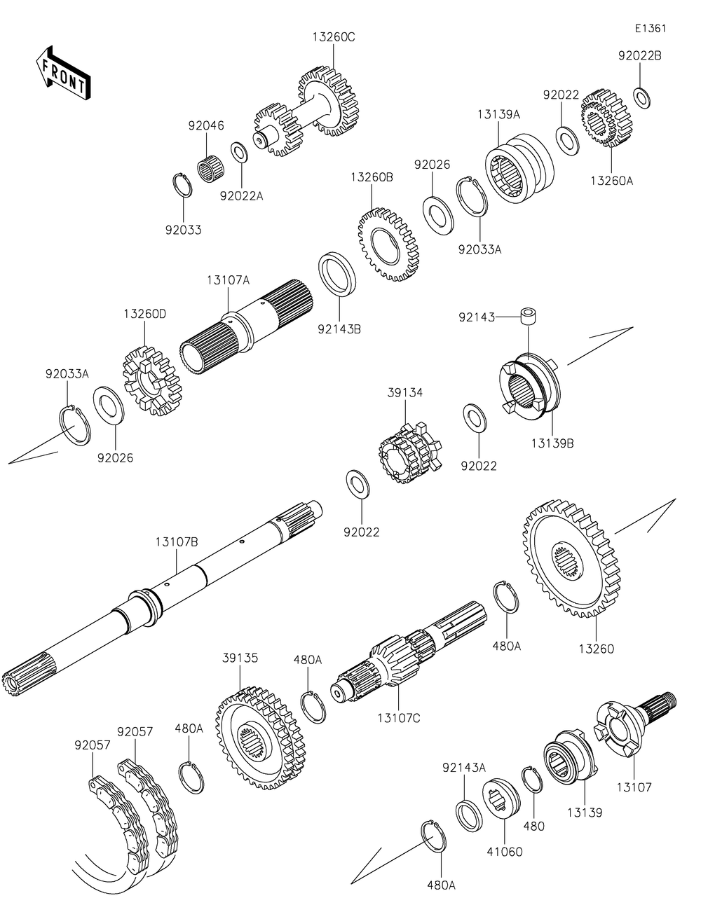 Transmission Diagram and Parts List for KAF620MLF 2020 Kawasaki Lawn Tractor Accessories