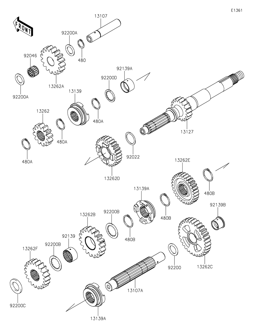 Transmission Diagram and Parts List for KRF800FNFNN 2022 Kawasaki Lawn Tractor Accessories