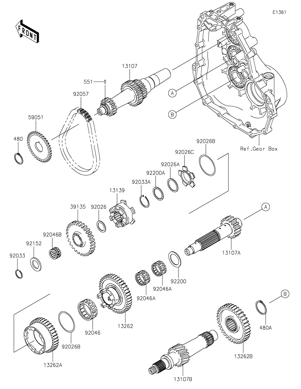 Transmission Diagram and Parts List for KAF400WMFNN 2021 Kawasaki Lawn Tractor Accessories