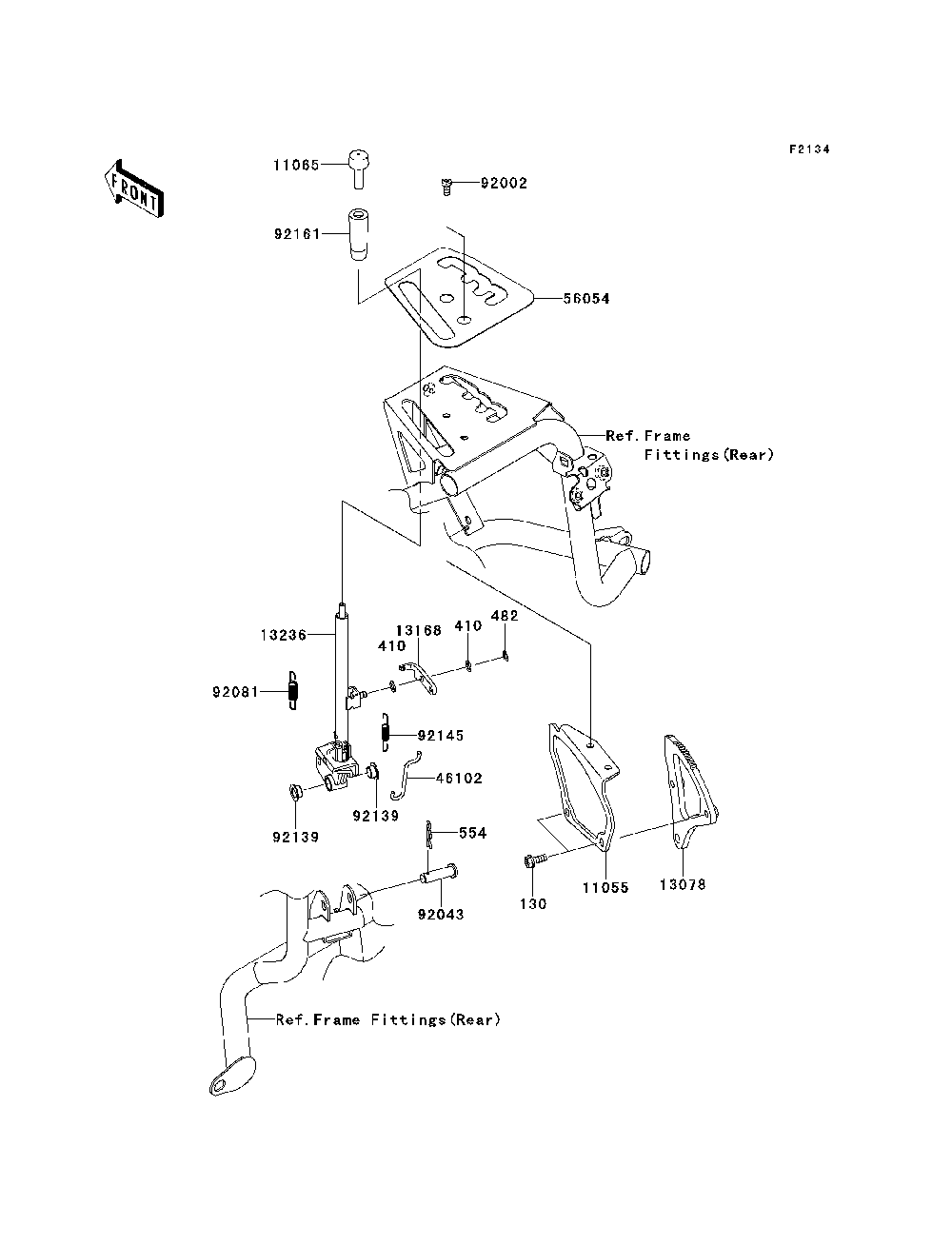 Shift Lever Diagram and Parts List for KRF750NCS 2012 Kawasaki Lawn Tractor Accessories