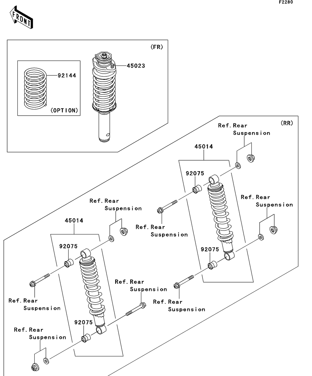 Shock Absorber Diagram and Parts List for KAF950GDF 2013 Kawasaki Lawn Tractor Accessories