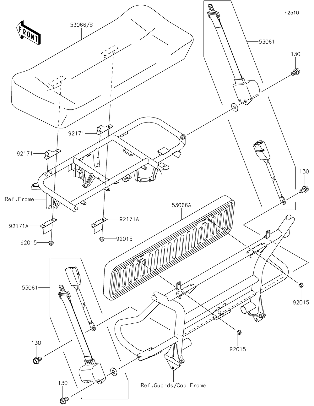 Seat Diagram and Parts List for KAF400LHS 2017 Kawasaki Lawn Tractor Accessories
