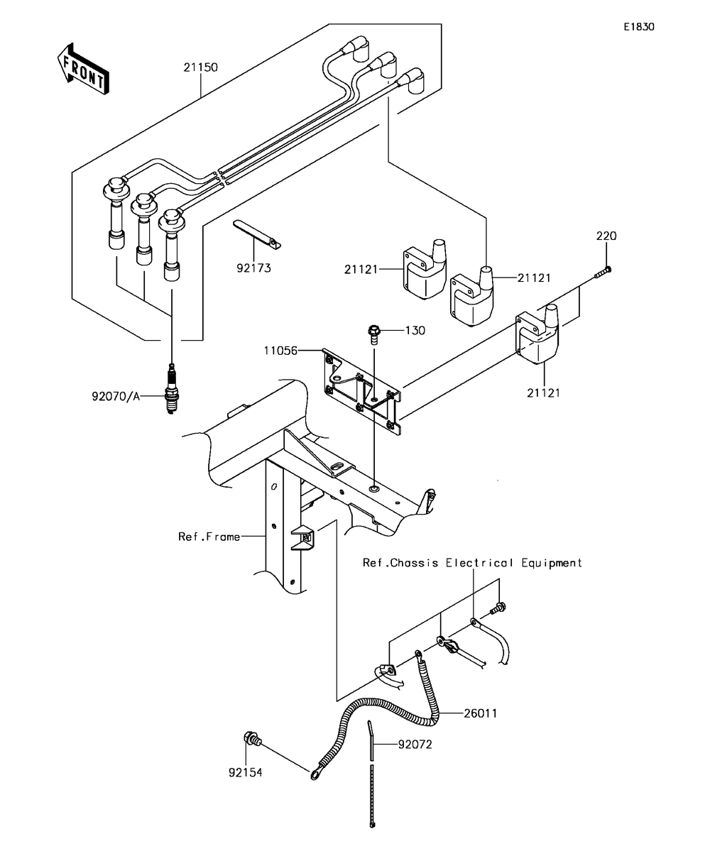 Ignition System Diagram and Parts List for KAF820FHF 2017 Kawasaki Lawn Tractor Accessories