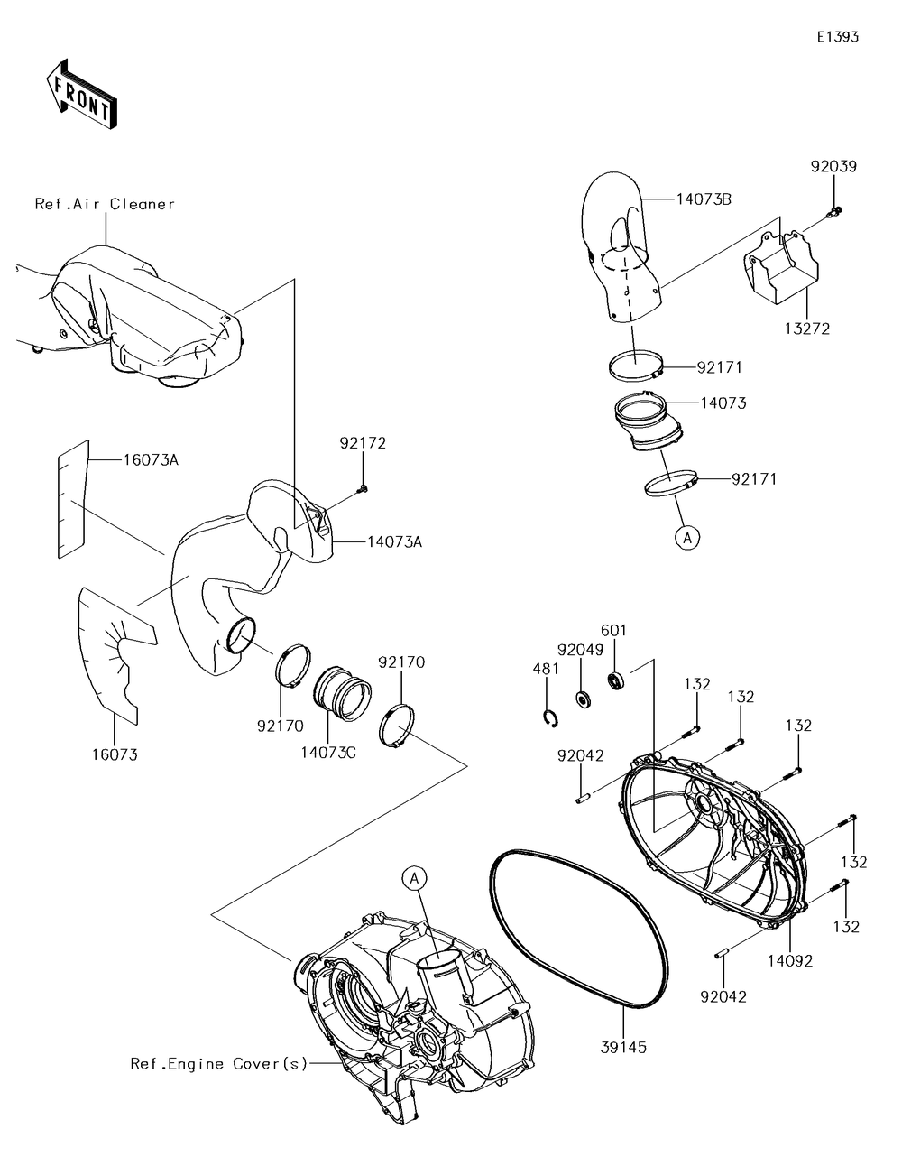 Converter Cover Diagram and Parts List for KRF800GJF 2018 Kawasaki Lawn Tractor Accessories