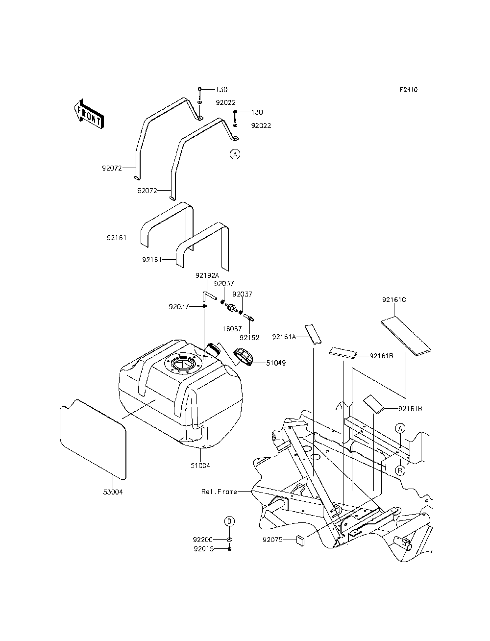 Fuel Tank Diagram and Parts List for KRF800DFF 2015 Kawasaki Lawn Tractor Accessories