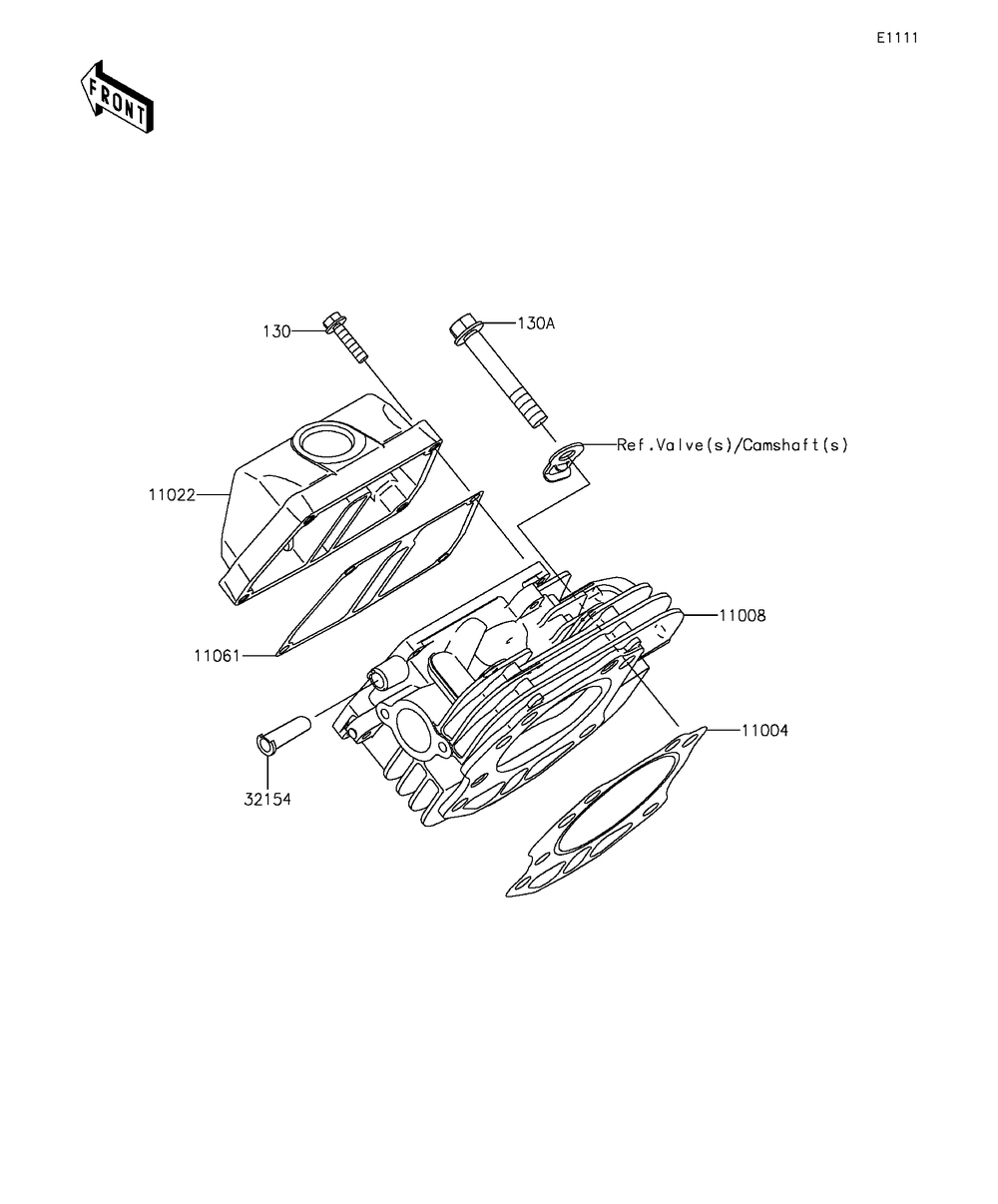 Cylinder Head Diagram and Parts List for KAF400AGF 2016 Kawasaki Lawn Tractor Accessories