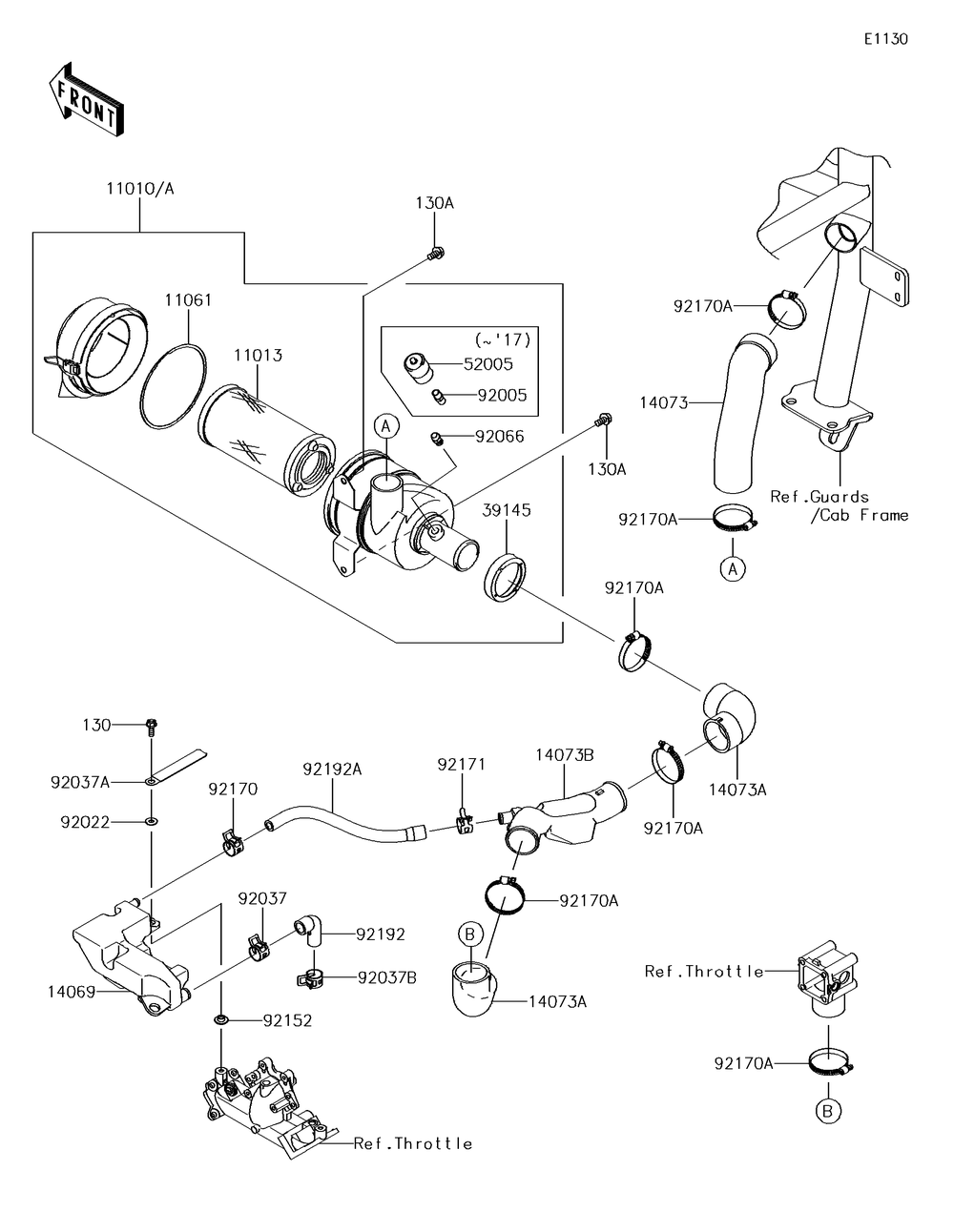 Air Cleaner Diagram and Parts List for KAF620PGF 2016 Kawasaki Lawn Tractor Accessories
