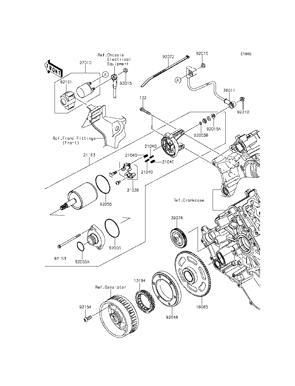 Starter Motor Diagram and Parts List for KRT800CFF 2015 Kawasaki Lawn Tractor Accessories
