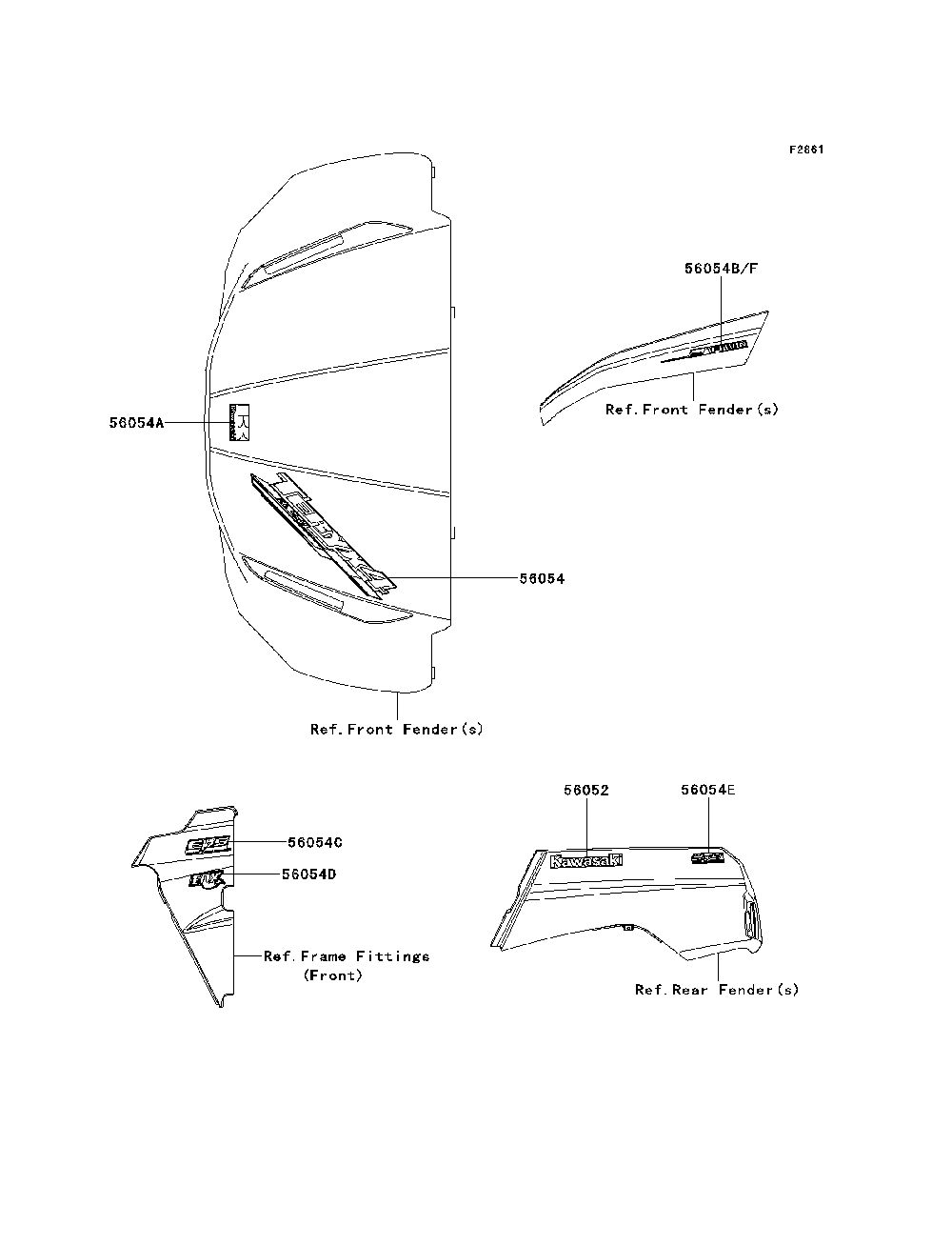 Decals Diagram and Parts List for KRT800DEF 2014 Kawasaki Lawn Tractor Accessories