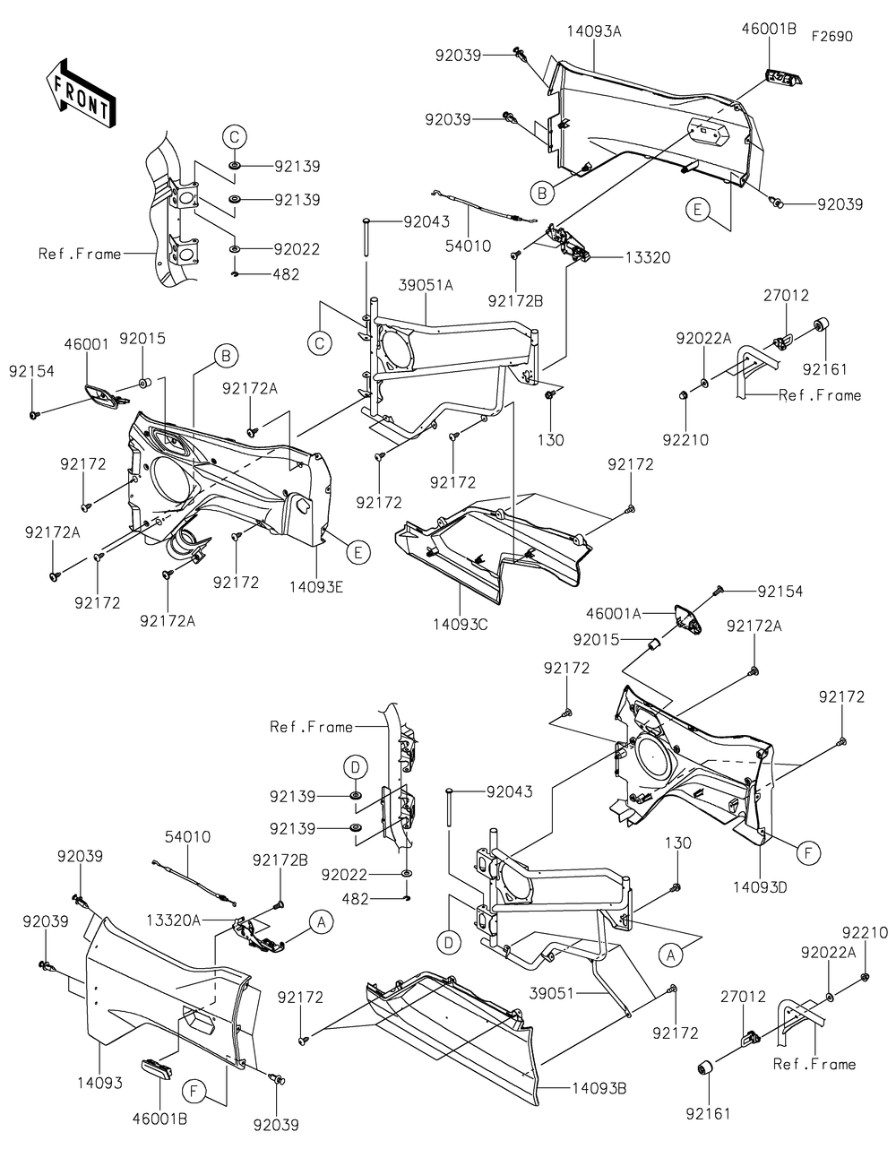 Door Diagram and Parts List for KRF1000ALF 2020 Kawasaki Lawn Tractor Accessories
