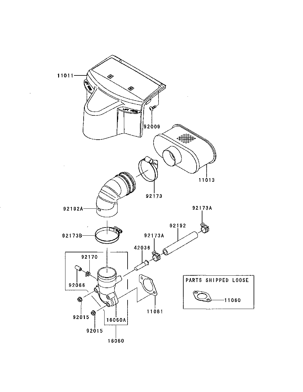 Air filter/muffler Diagram and Parts List for FR691V-AS29  Kawasaki Engine
