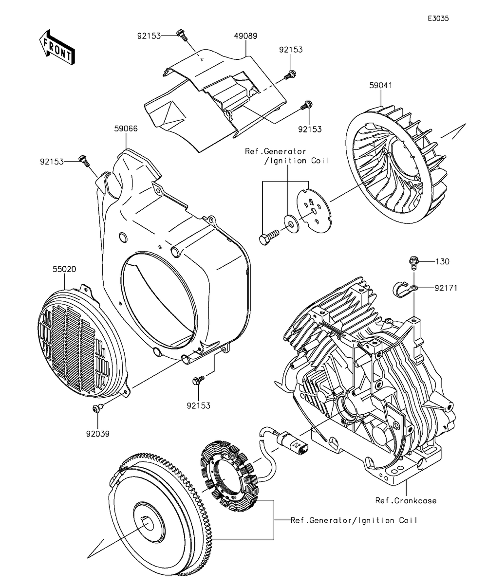 Cooling Diagram and Parts List for KAF400FGF 2016 Kawasaki Lawn Tractor Accessories