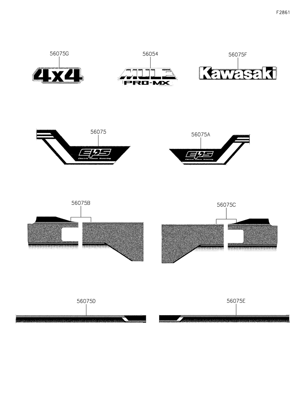 Decals(White)(Bkf) Diagram and Parts List for KAF700BKF 2019 Kawasaki Lawn Tractor Accessories
