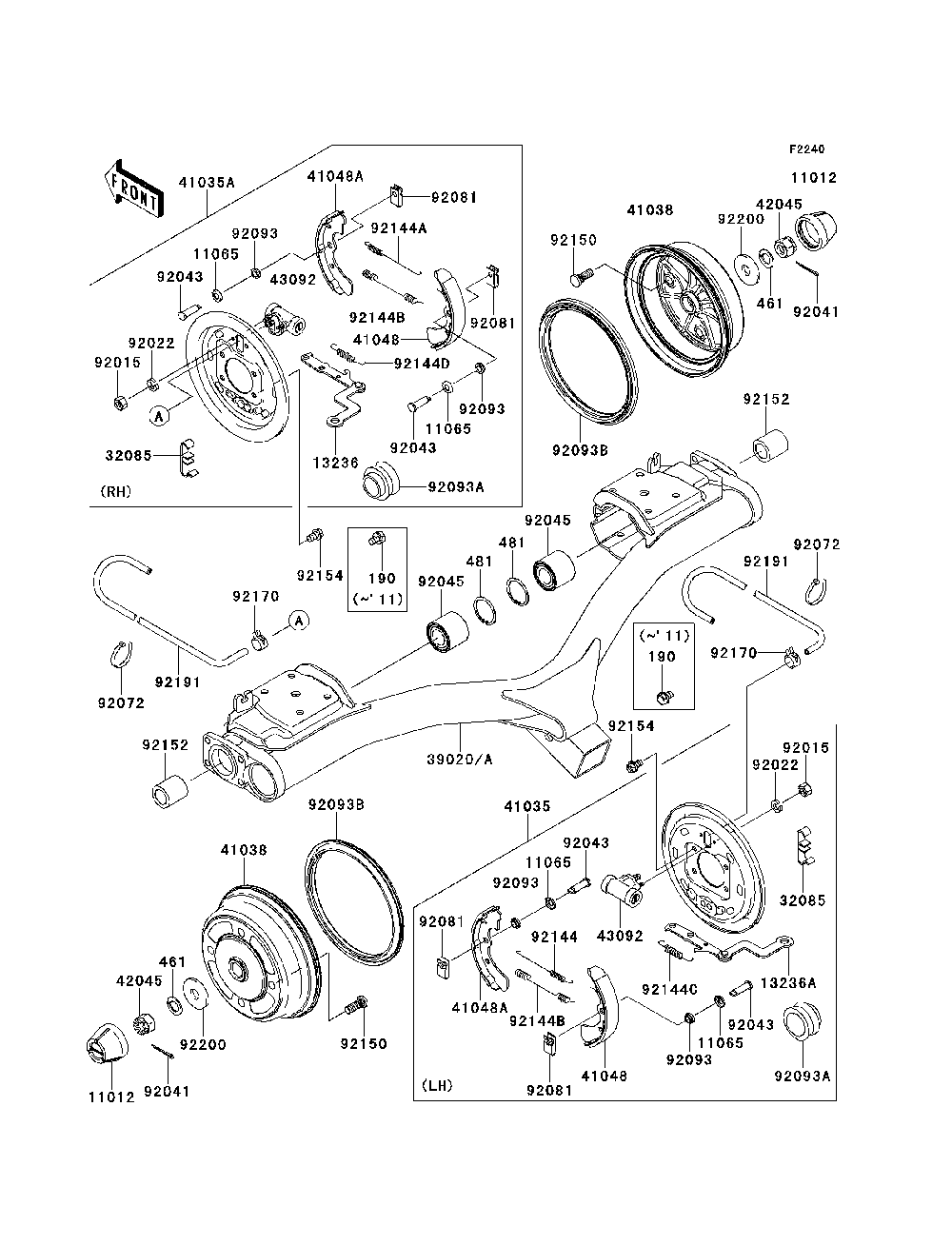 Rear Hubs/Brakes Diagram and Parts List for KAF620PDF 2013 Kawasaki Lawn Tractor Accessories