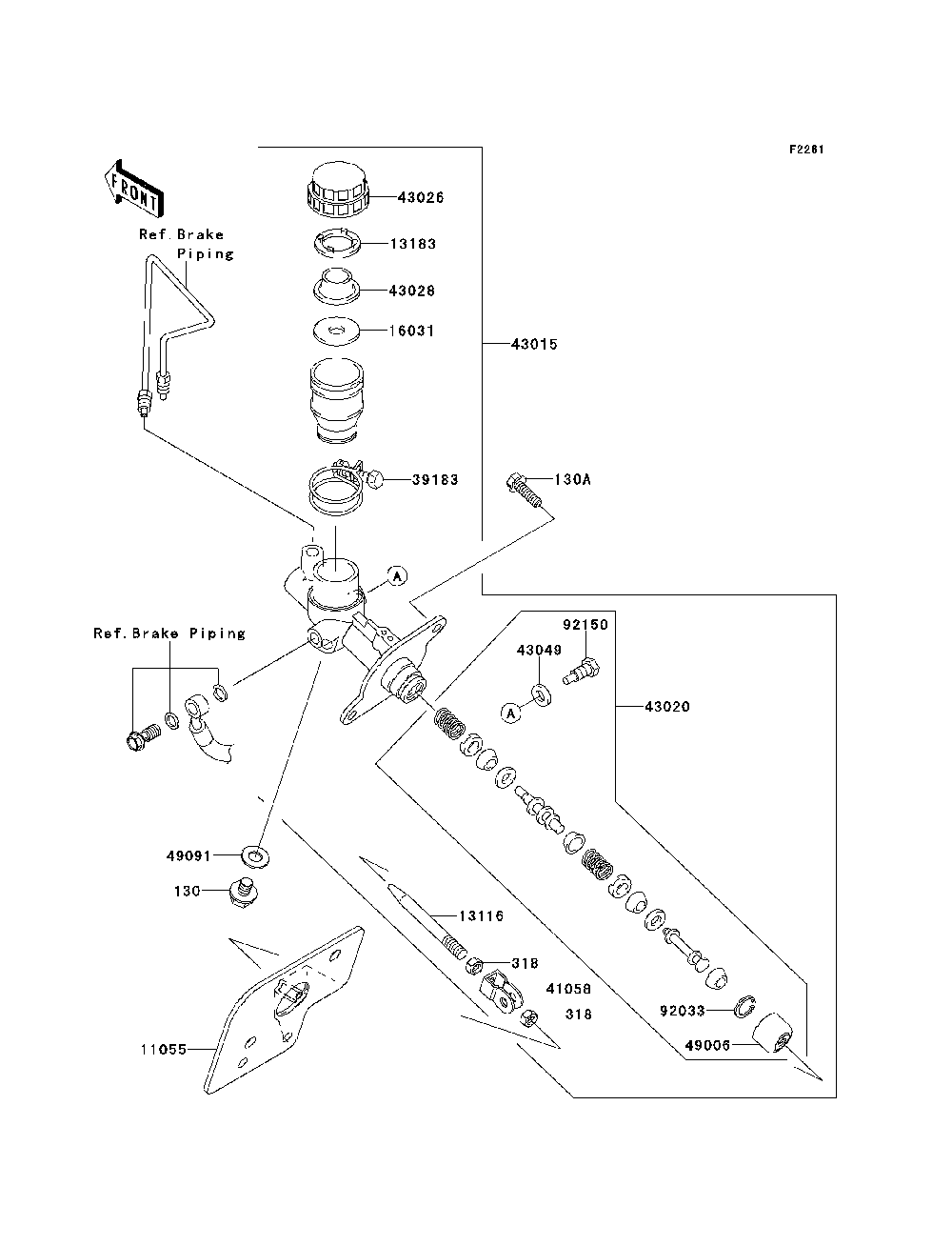 Master Cylinder Diagram and Parts List for KRF750NDF 2013 Kawasaki Lawn Tractor Accessories