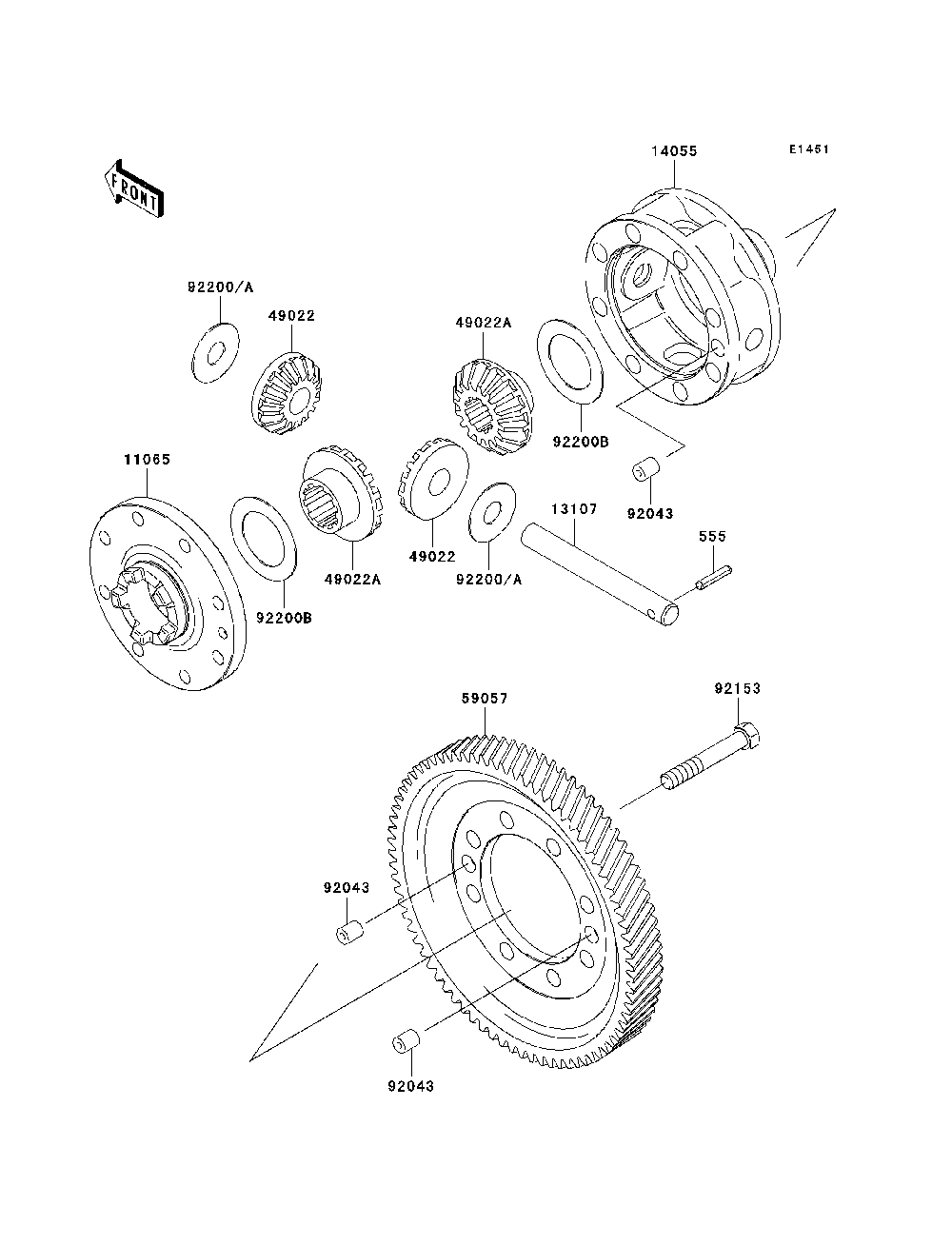 Differential Diagram and Parts List for KAF620K7F 2007 & Prior Kawasaki Lawn Tractor Accessories