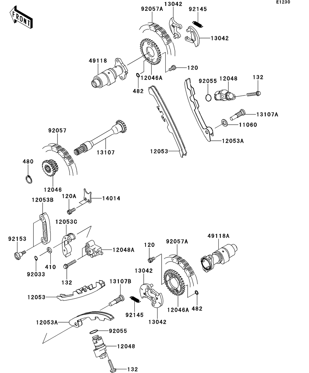 Camshaft Diagram and Parts List for KRT750DCF 2012 Kawasaki Lawn Tractor Accessories