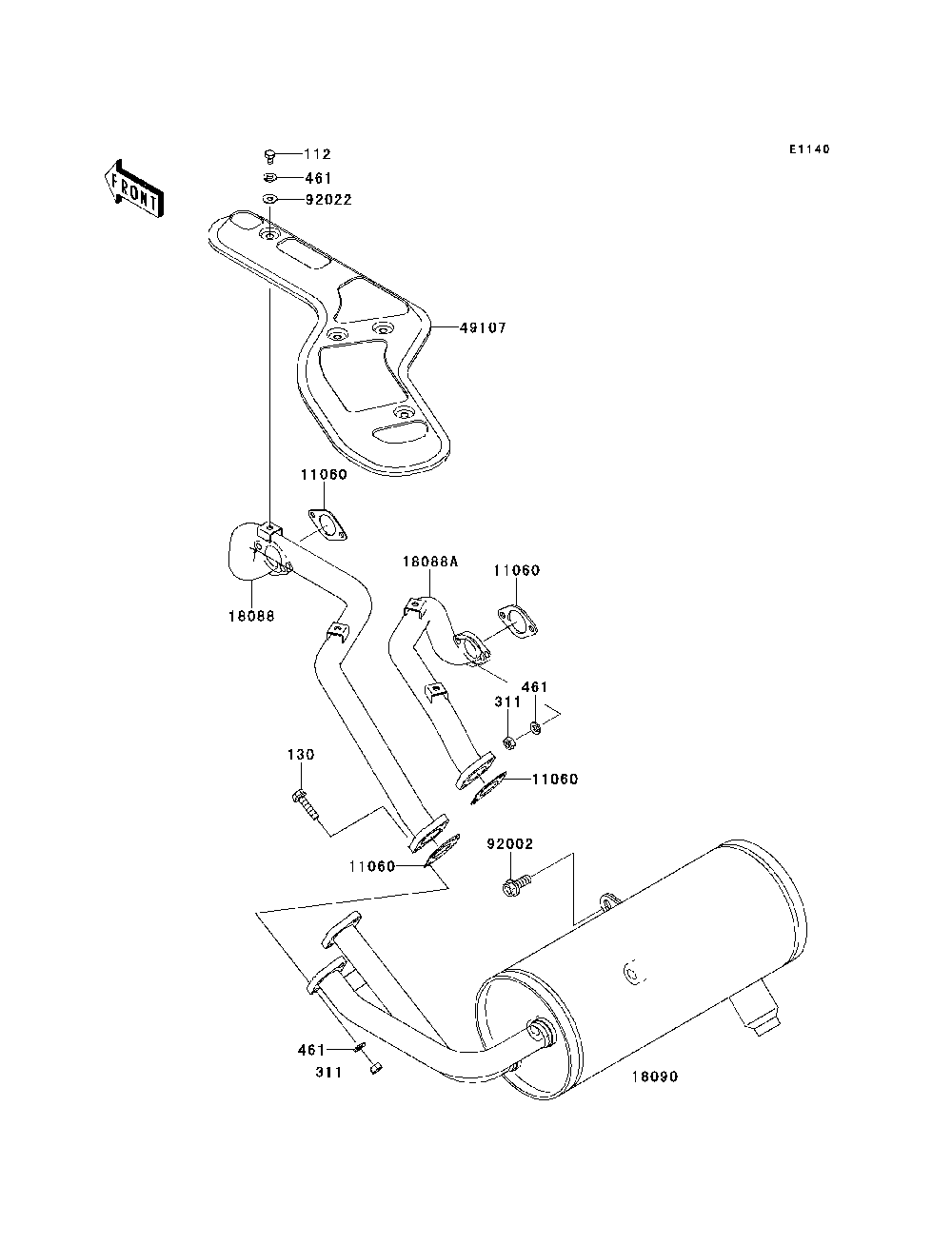 Muffler Diagram and Parts List for KAF620PDF 2013 Kawasaki Lawn Tractor Accessories