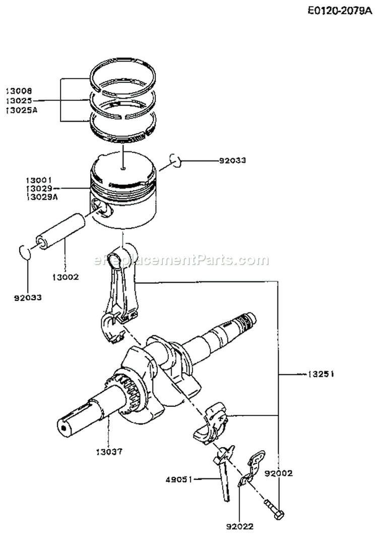 Page J Diagram and Parts List for FA076D CS09 Kawasaki Engine