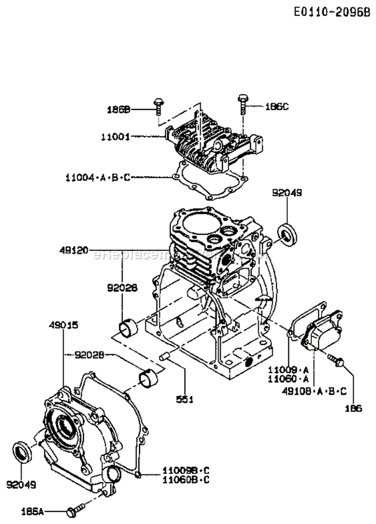Page E Diagram and Parts List for FA076D CS09 Kawasaki Engine