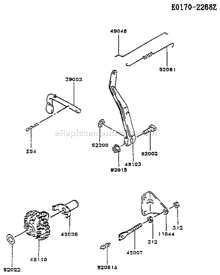 Page C Diagram and Parts List for FA076D EM80 Kawasaki Engine