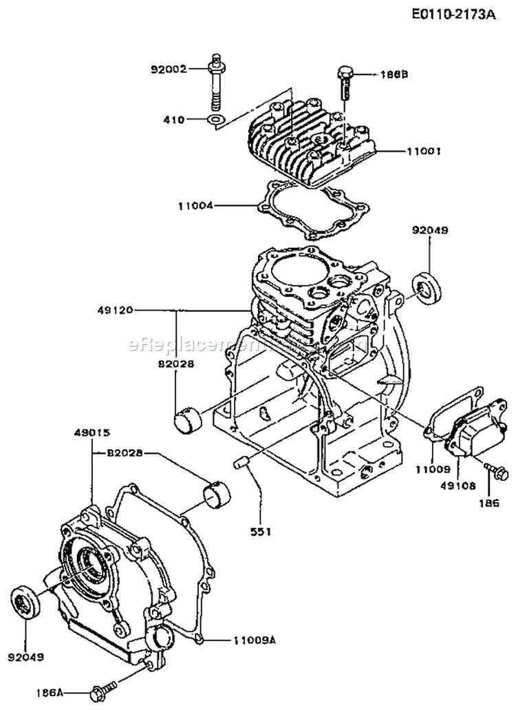 Page E Diagram and Parts List for FA076D EM80 Kawasaki Engine